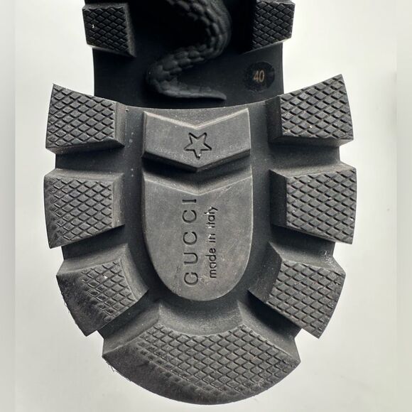 Gucci Apollo GG Monogram Canvas Black Leather Samoa Trip Combat Boots EU 40 US10 - Picture 13 of 13